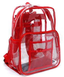 See Thru Clear Bag Large Backpack School Bag CW216 RED